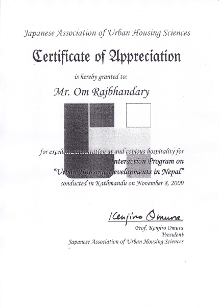 Letter of Appreciation Nov 8,2009